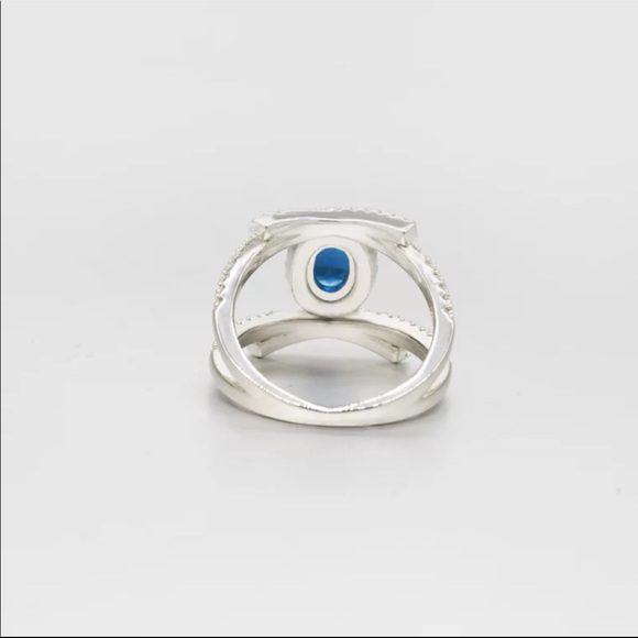 New 925 Silver Women’s Diamond Sapphire Ring - Picture 5 of 6